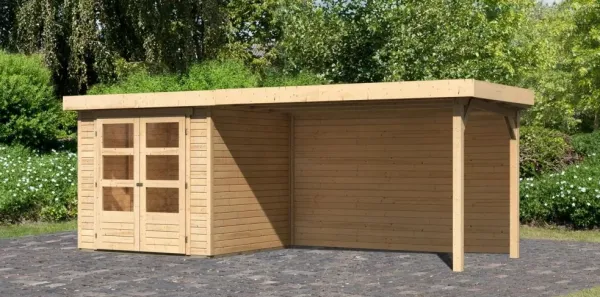 Drevený záhradný domček ASKOLA 2 s prístavkom 280 Lanitplast