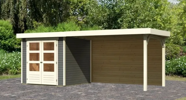 Drevený záhradný domček ASKOLA 2 s prístavkom 280 Lanitplast