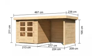 Drevený záhradný domček ASKOLA 2 s prístavkom 240 Lanitplast