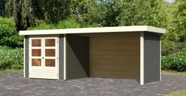 Drevený záhradný domček ASKOLA 2 s prístavkom 280 Lanitplast