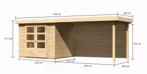 Drevený záhradný domček ASKOLA 3 s prístavkom 280 Lanitplast