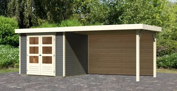 Drevený záhradný domček ASKOLA 3 s prístavkom 280 Lanitplast