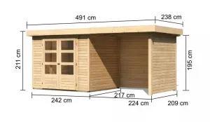 Drevený záhradný domček ASKOLA 3 s prístavkom 240 Lanitplast