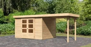 Drevený záhradný domček ASKOLA 5 s prístavkom 240 Lanitplast