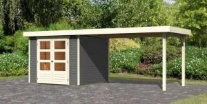 Drevený záhradný domček ASKOLA 3,5 s prístavkom 280 Lanitplast