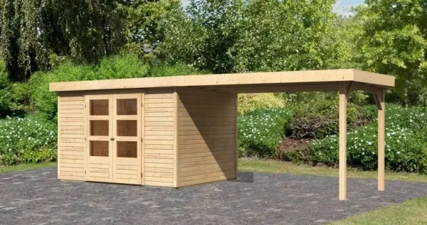 Drevený záhradný domček ASKOLA 5 s prístavkom 280 Lanitplast