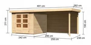 Drevený záhradný domček ASKOLA 3,5 s prístavkom 280 Lanitplast