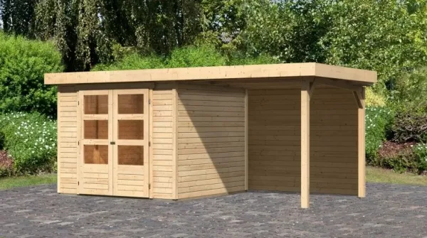 Drevený záhradný domček ASKOLA 3,5 s prístavkom 240 Lanitplast