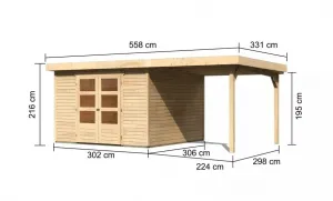 Drevený záhradný domček ASKOLA 6 s prístavkom 240 Lanitplast