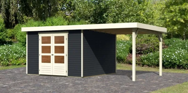 Drevený záhradný domček ASKOLA 6 s prístavkom 240 Lanitplast
