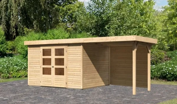 Drevený záhradný domček ASKOLA 5 s prístavkom 240 Lanitplast
