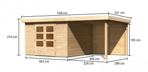 Drevený záhradný domček ASKOLA 6 s prístavkom 240 Lanitplast