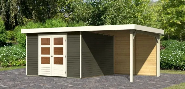 Drevený záhradný domček ASKOLA 6 s prístavkom 240 Lanitplast