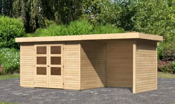 Drevený záhradný domček ASKOLA 4 s prístavkom 240 Lanitplast