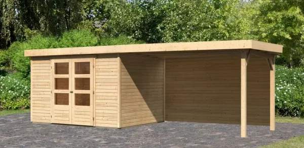 Drevený záhradný domček ASKOLA 5 s prístavkom 280 Lanitplast