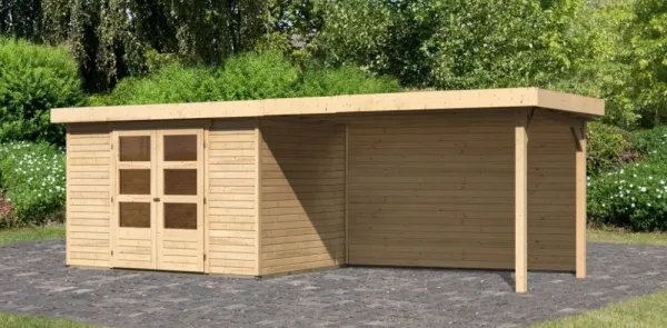 Drevený záhradný domček ASKOLA 4 s prístavkom 280 Lanitplast