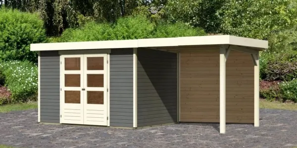 Drevený záhradný domček ASKOLA 4 s prístavkom 240 Lanitplast