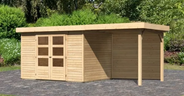 Drevený záhradný domček ASKOLA 4 s prístavkom 240 Lanitplast