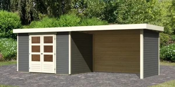 Drevený záhradný domček ASKOLA 4 s prístavkom 280 Lanitplast