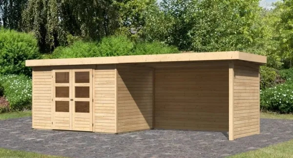 Drevený záhradný domček ASKOLA 4 s prístavkom 280 Lanitplast
