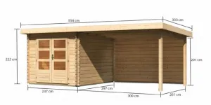 Drevený záhradný domček BASTRUP 4 s prístavkom Lanitplast