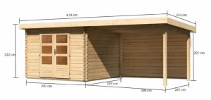 Drevený záhradný domček BASTRUP 5 s prístavkom Lanitplast
