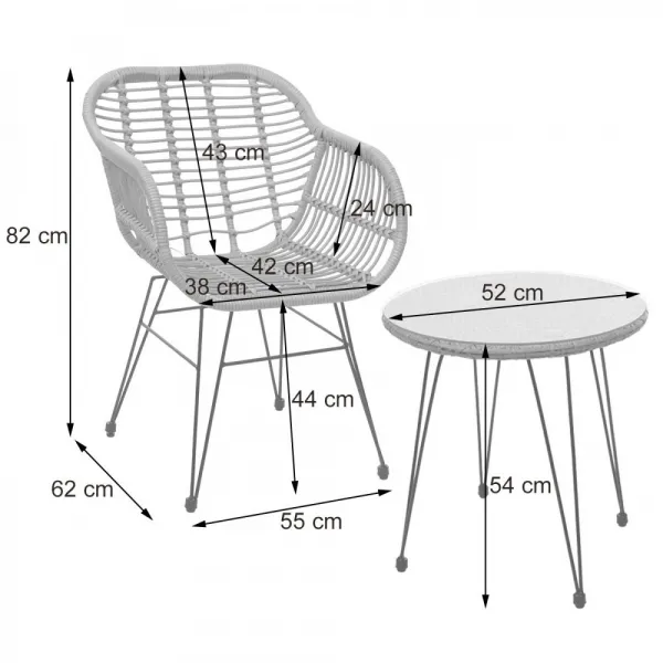 Záhradná balkónová súprava 3 ks Dekorhome