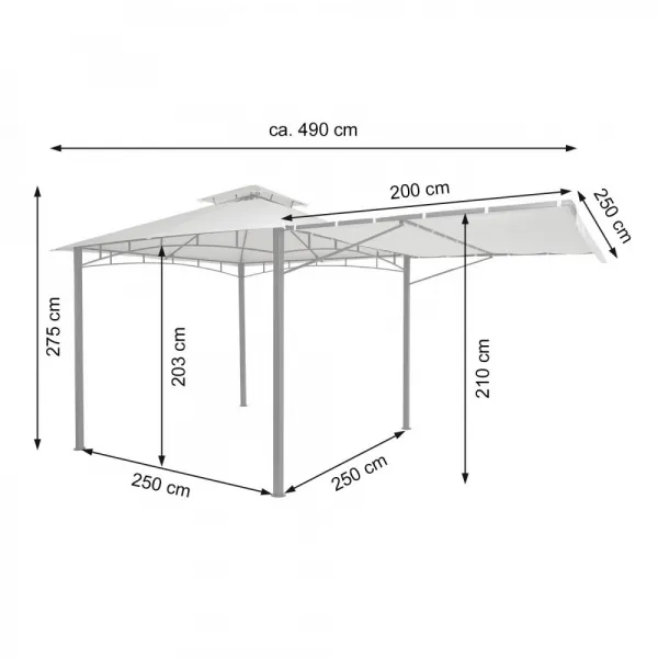 Pergola se stahovací střechou 2,5x2,5 m