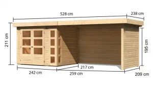 Drevený záhradný domček KERKO 3 s prístavkom 280 Lanitplast