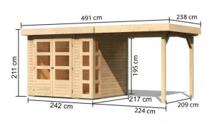 Drevený záhradný domček KERKO 3 s prístavkom 240 Lanitplast
