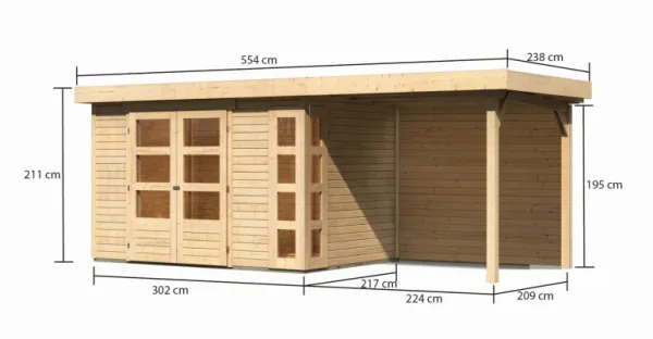 Drevený záhradný domček KERKO 4 s prístavkom 240 Lanitplast