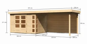 Drevený záhradný domček KERKO 4 s prístavkom 280 Lanitplast