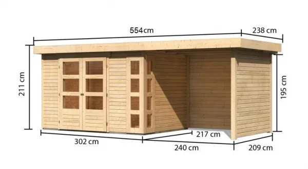 Drevený záhradný domček KERKO 4 s prístavkom 240 Lanitplast