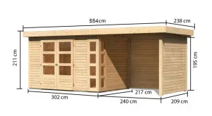 Drevený záhradný domček KERKO 4 s prístavkom 240 Lanitplast