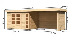 Drevený záhradný domček KERKO 4 s prístavkom 280 Lanitplast