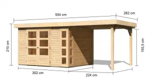 Drevený záhradný domček KERKO 5 s prístavkom 240 Lanitplast