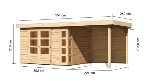 Drevený záhradný domček KERKO 5 s prístavkom 240 Lanitplast
