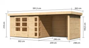 Drevený záhradný domček KERKO 5 s prístavkom 280 Lanitplast
