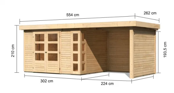 Drevený záhradný domček KERKO 5 s prístavkom 240 Lanitplast