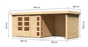 Drevený záhradný domček KERKO 5 s prístavkom 240 Lanitplast