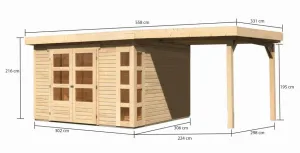Drevený záhradný domček KERKO 6 s prístavkom 240 Lanitplast