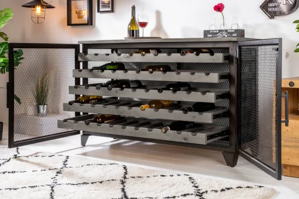 LuxD Vitrína na víno Winebar 127 cm prírodná - borovica