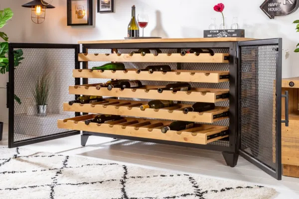 LuxD Vitrína na víno Winebar 127 cm prírodná - borovica