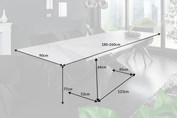 LuxD Rozťahovací keramický stôl Natasha 180-220-260 cm grafit