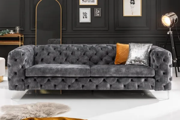 Chesterfield pohovka ZETHOS Dekorhome Sivá