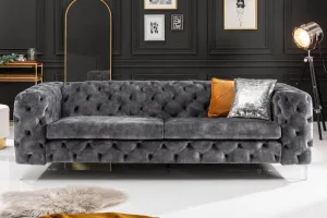 Chesterfield pohovka ZETHOS Dekorhome Sivá