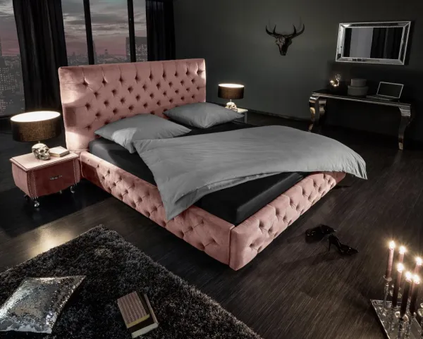 Chesterfield posteľ PALLAS Dekorhome Modrá