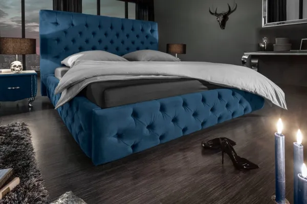 Chesterfield posteľ PALLAS Dekorhome Modrá
