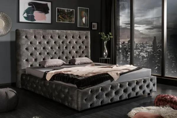 Chesterfield posteľ PALLAS Dekorhome Modrá