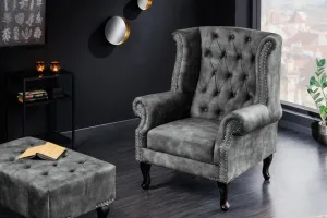 Chesterfield taburet MIDAS Dekorhome Sivá